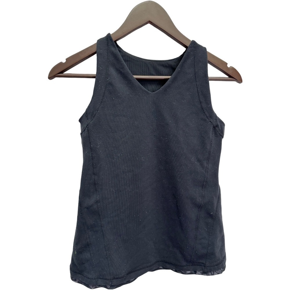 Vintage Lululemon Black V-Neck Shelf Bra Workout Top Size S